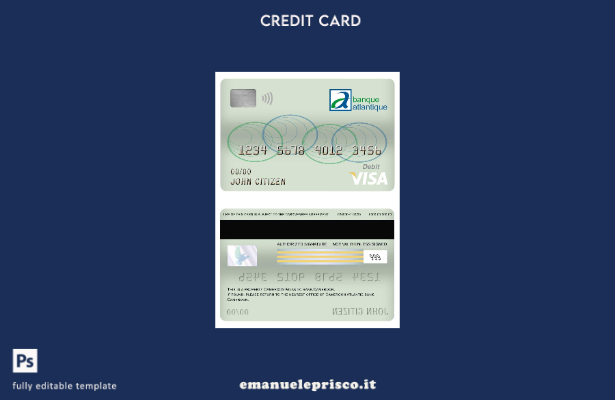 stile verificato Modello di carta di debito visto Camerun Atlantic Bank